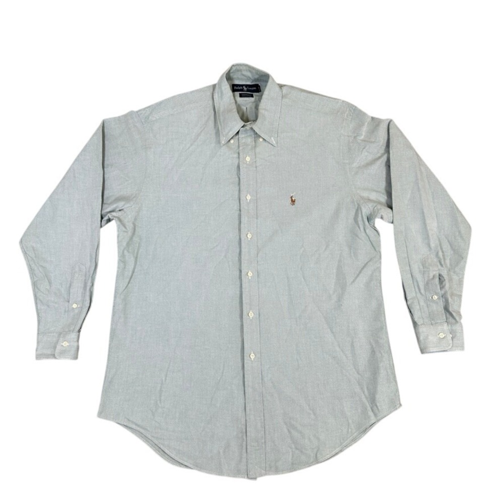 Polo Ralph Lauren Yarmouth Shirt Mens 16 34/35 Green Cotton Oxford Button Down